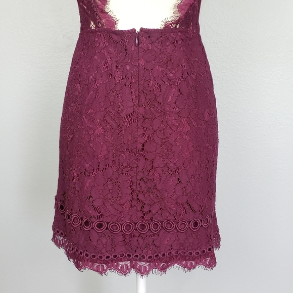SAYLOR X FREE PEOPLE Cherie Bodycon Lace Mini Open Back Dress Burgundy XS - Picture 9 of 11